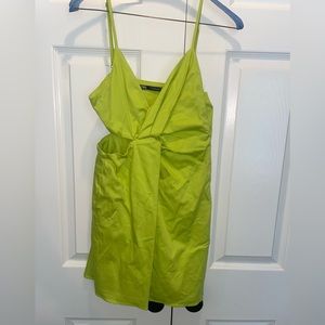 Zara green mini dress with cutout.